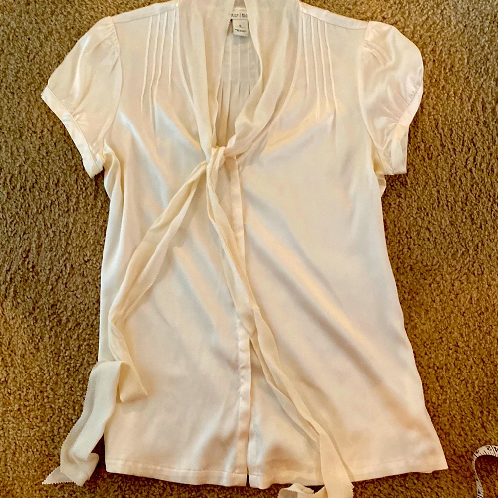 Cream tie front blouse